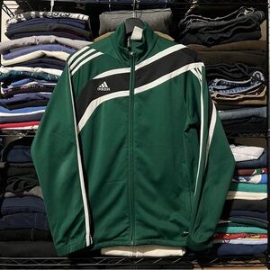 adidas Green Performance Track Jacket with White & Black Accents